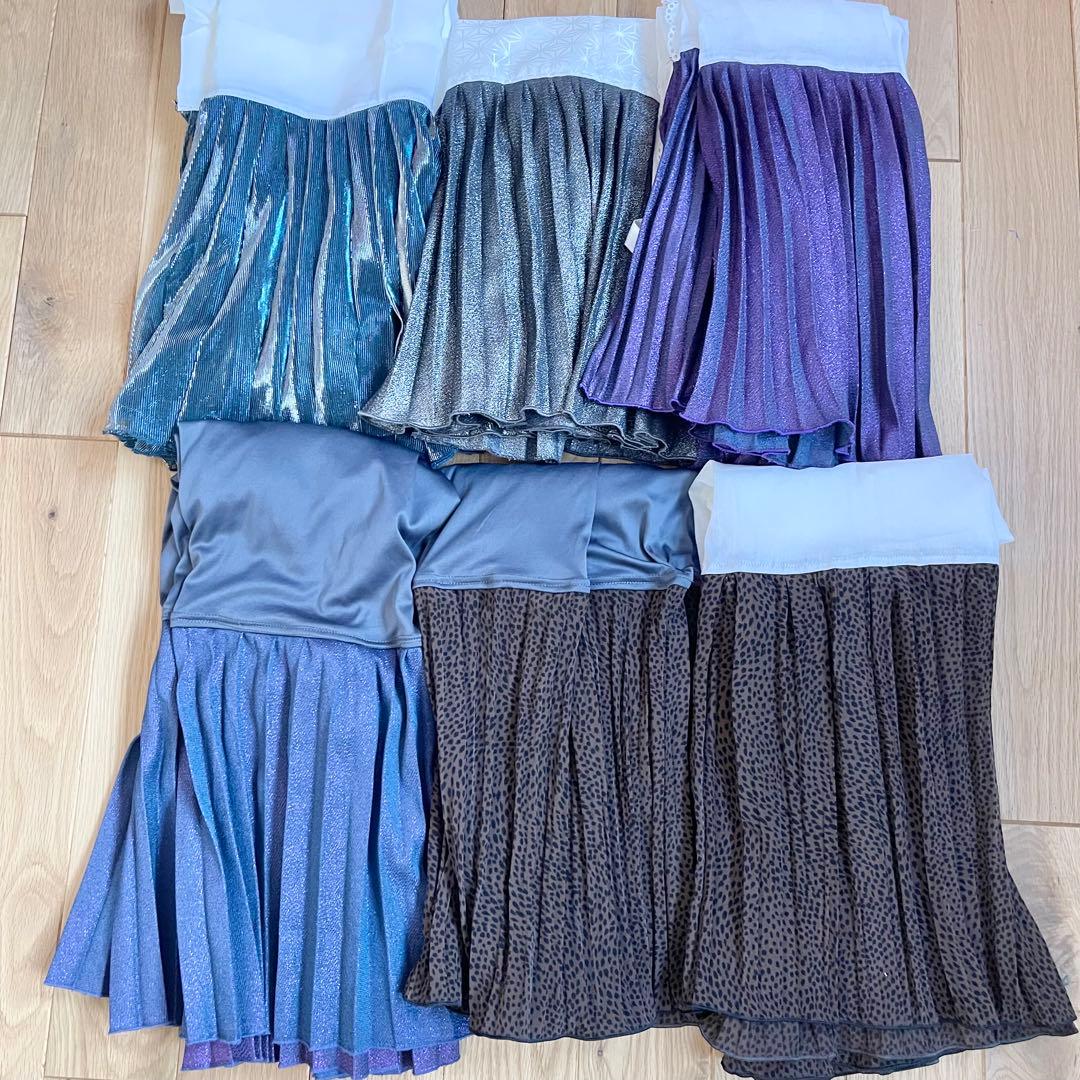 プリーツ裾除け　着物　ラメパープルとペチコートラメブルー