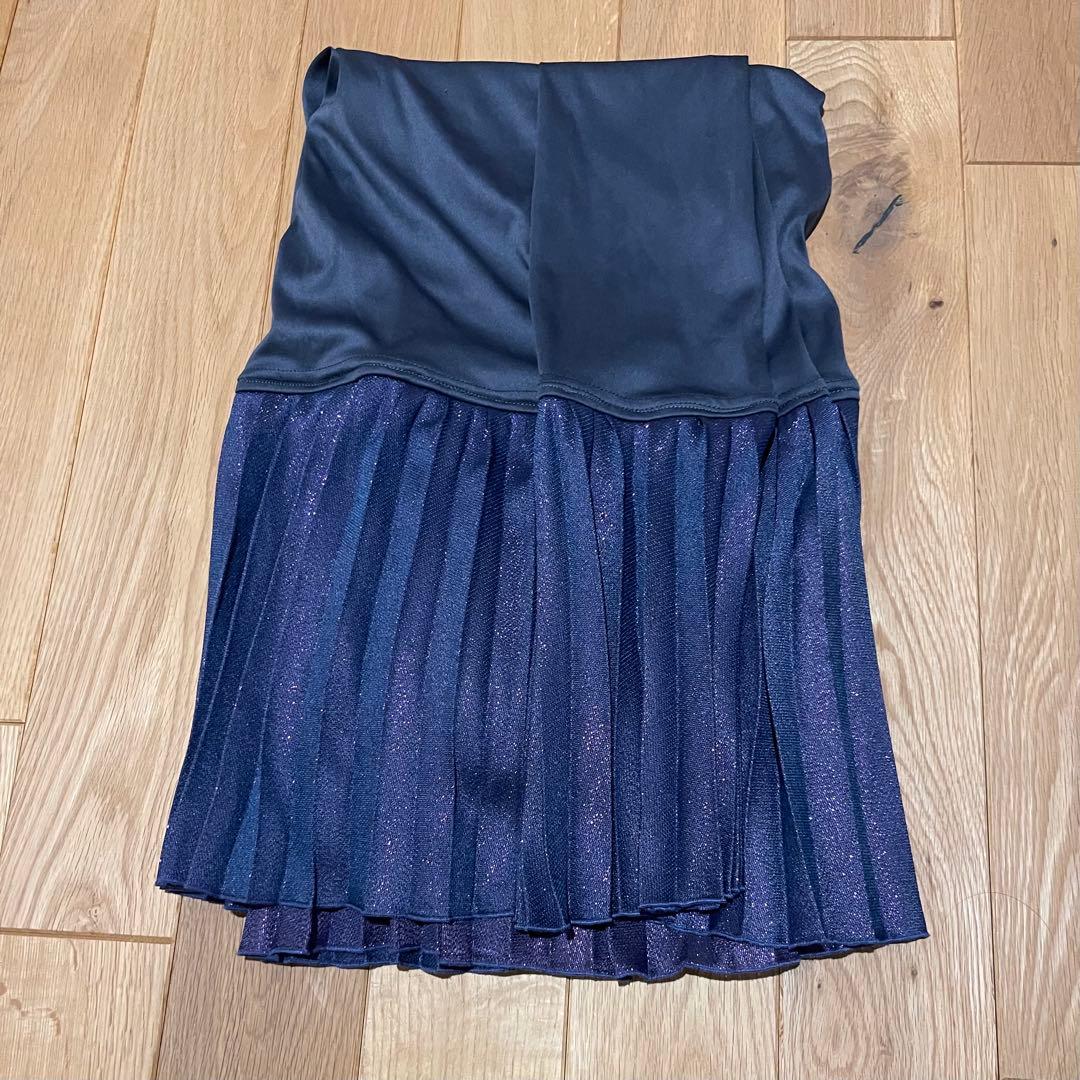 プリーツ裾除け　着物　ラメパープルとペチコートラメブルー