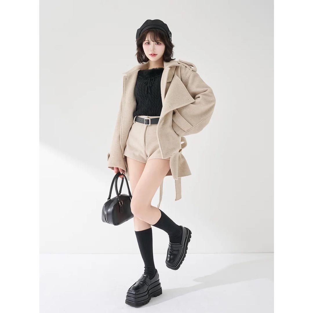 新品タグ付き ダーリッチ メルトンミドルショートパンツ ベージュ S