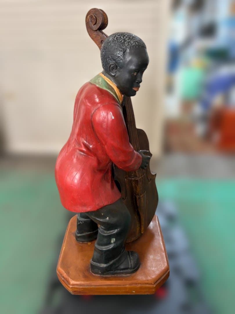 【希少】 大型　ジャズマン　ウッドベース　フィギュア　オブジェ　置物　レトロ