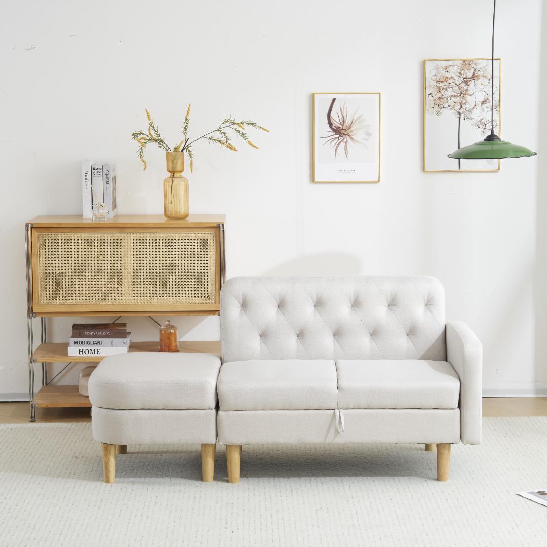 ソファ 2人掛け 3人掛け カウチソファ 収納付き オットマン ローソファ 北欧