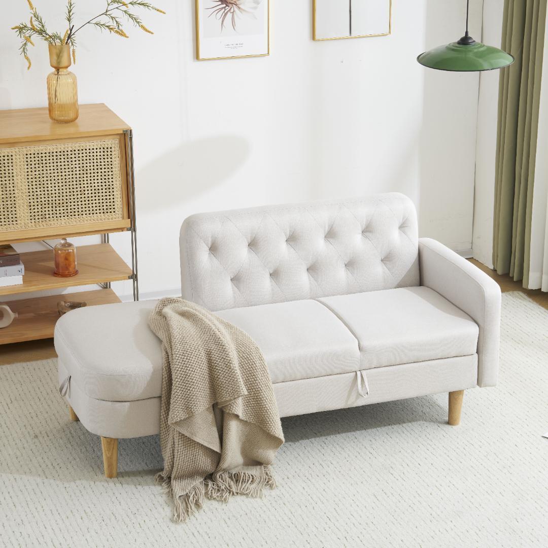 ソファ 2人掛け 3人掛け カウチソファ 収納付き オットマン ローソファ 北欧