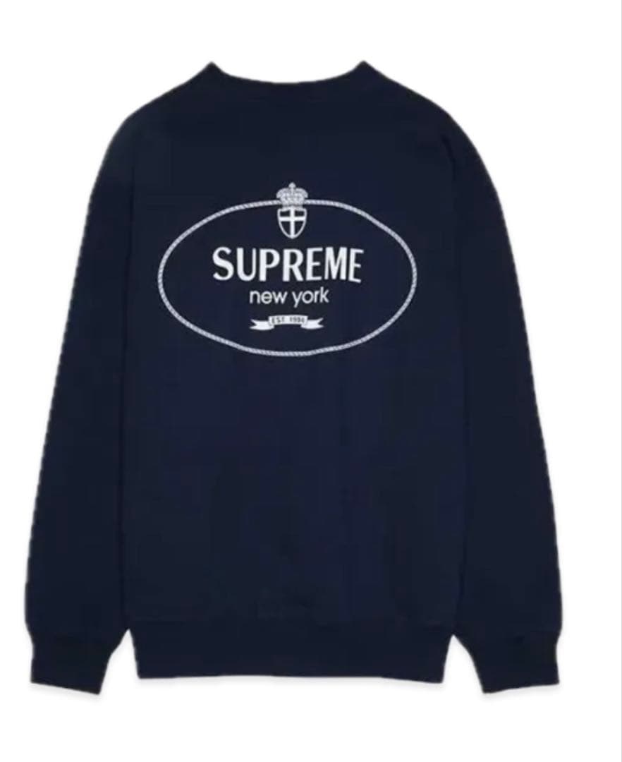 Supreme ネイビー クルーネック スウェット