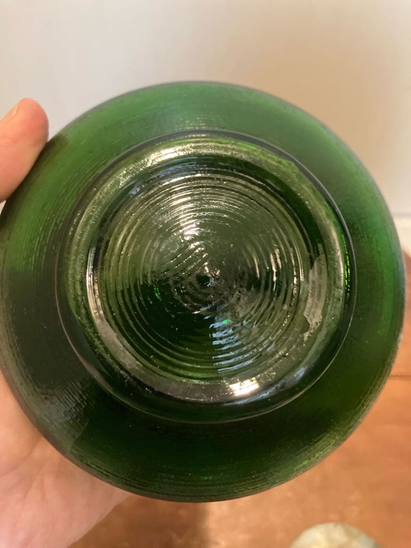 ◆◆専用◆◆濃緑色の大きめガラスシュガーポット◇レトロ◇大正ガラス◇戦前ガラス