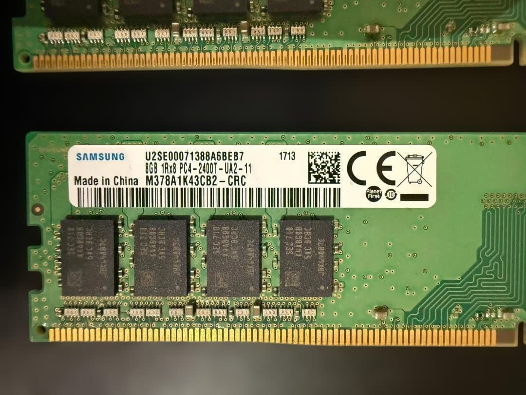 Samsung 8GB DDR4 2400MHz メモリ×２