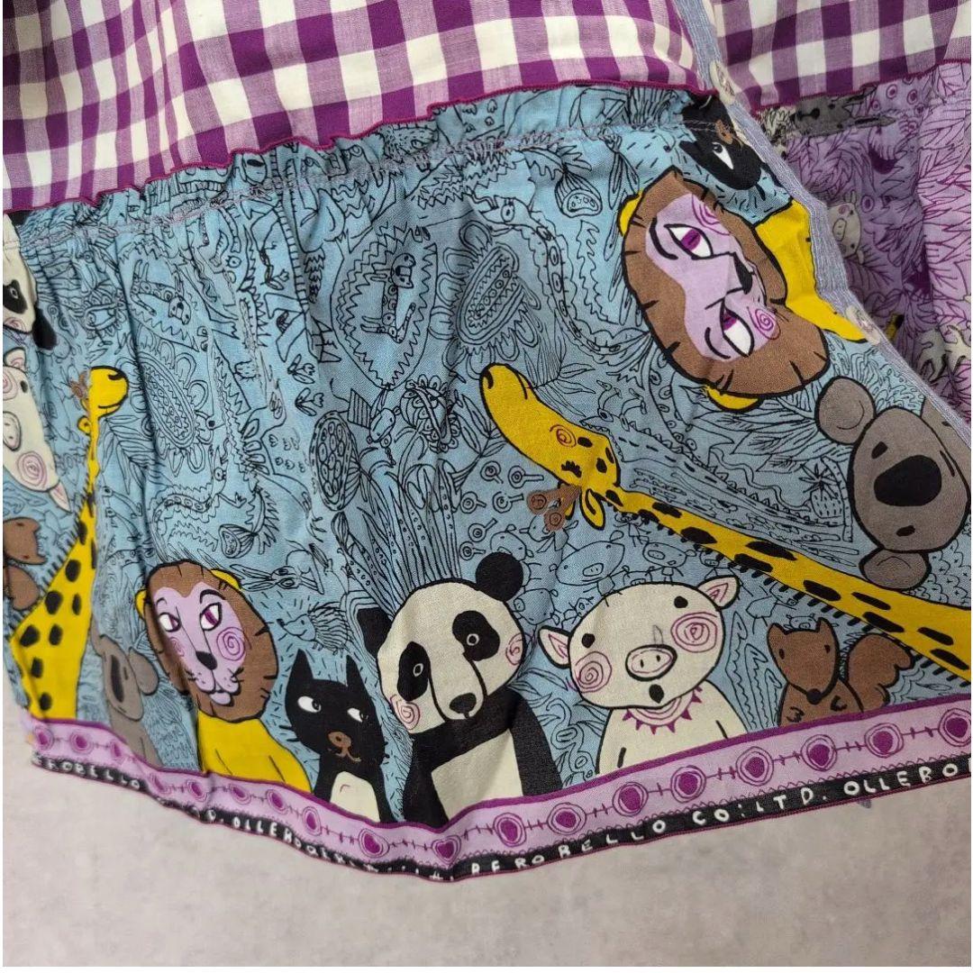 アルベロベロ ワンピース チュニックアニマル柄 パッチワーク 長袖