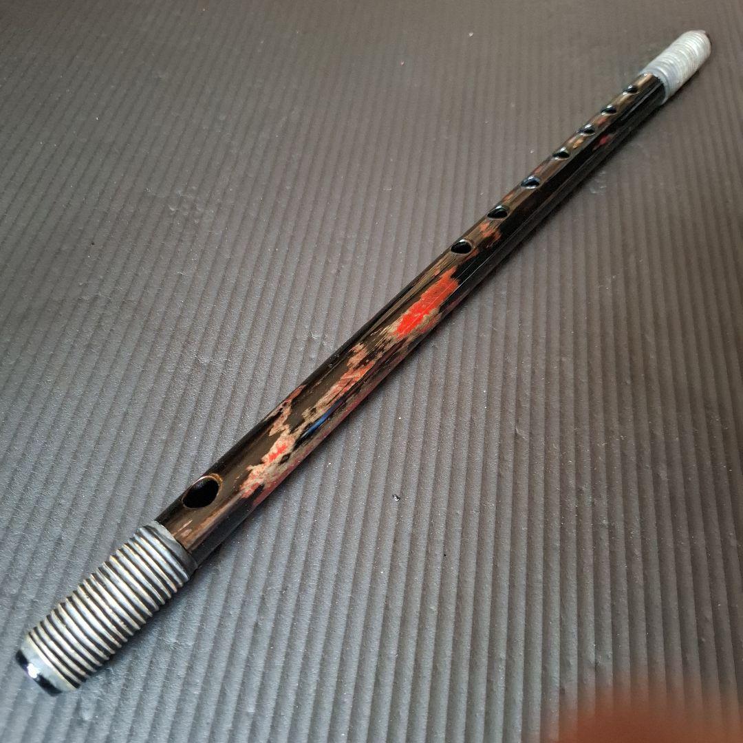 篠笛 古典調　五本調子　７穴 銀/黒/赤　天地籐巻き　鉄管仕様