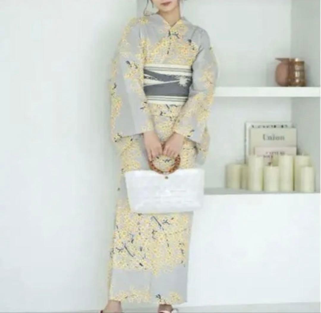 UTATANE♥福本莉子着♥咲きこぼれるミモザ♥浴衣、帯♥美品♥