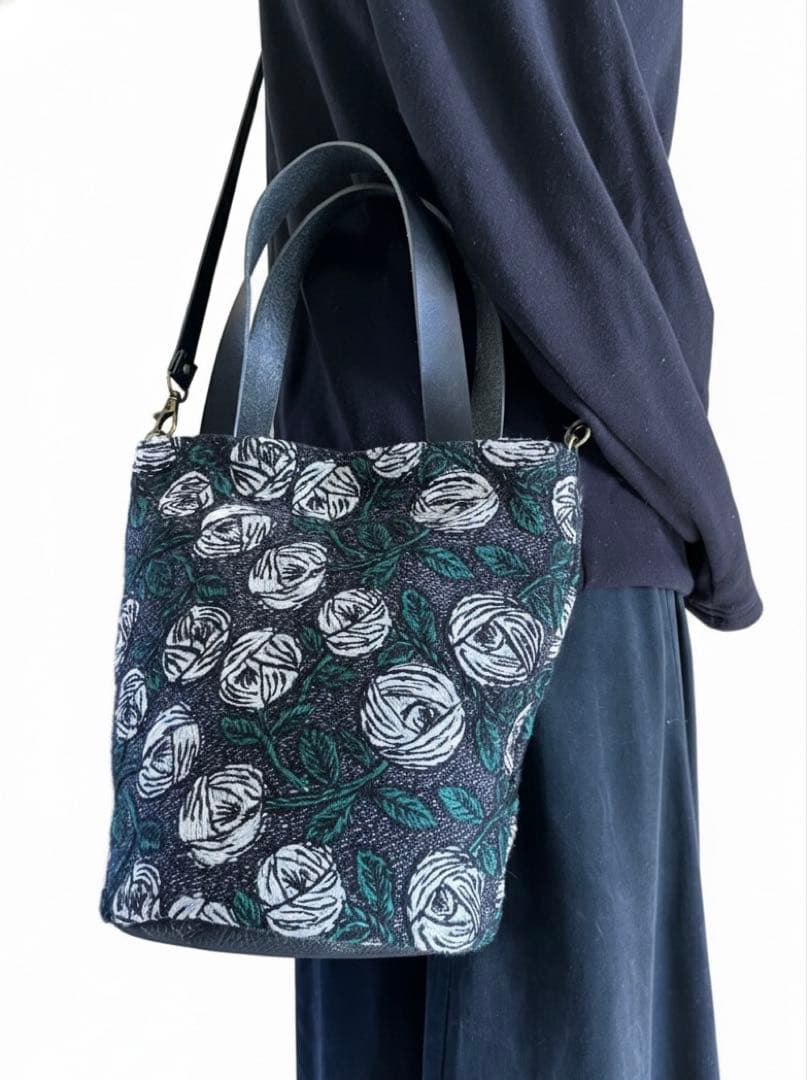 ミナペルホネン　rosy 丸底バッグ　ハンドメイド♪