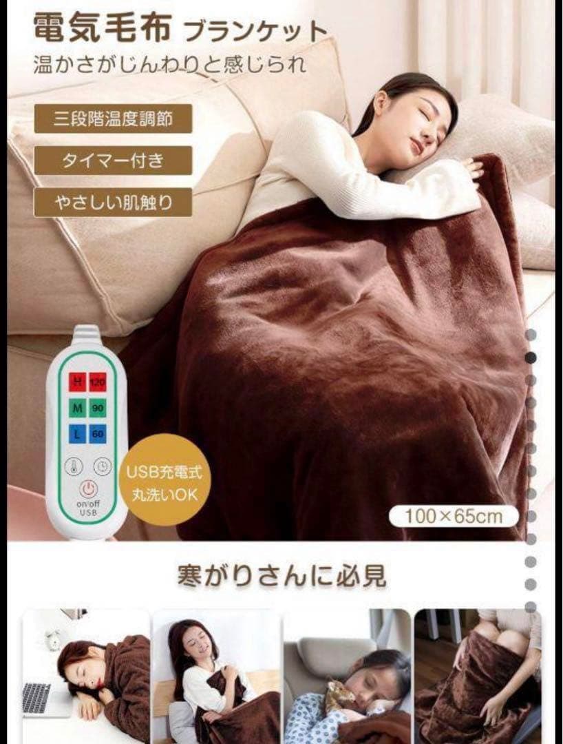★⚠️サイズ・色違い⚠️ DeliToo 電子ブランケット USB 100x74cm