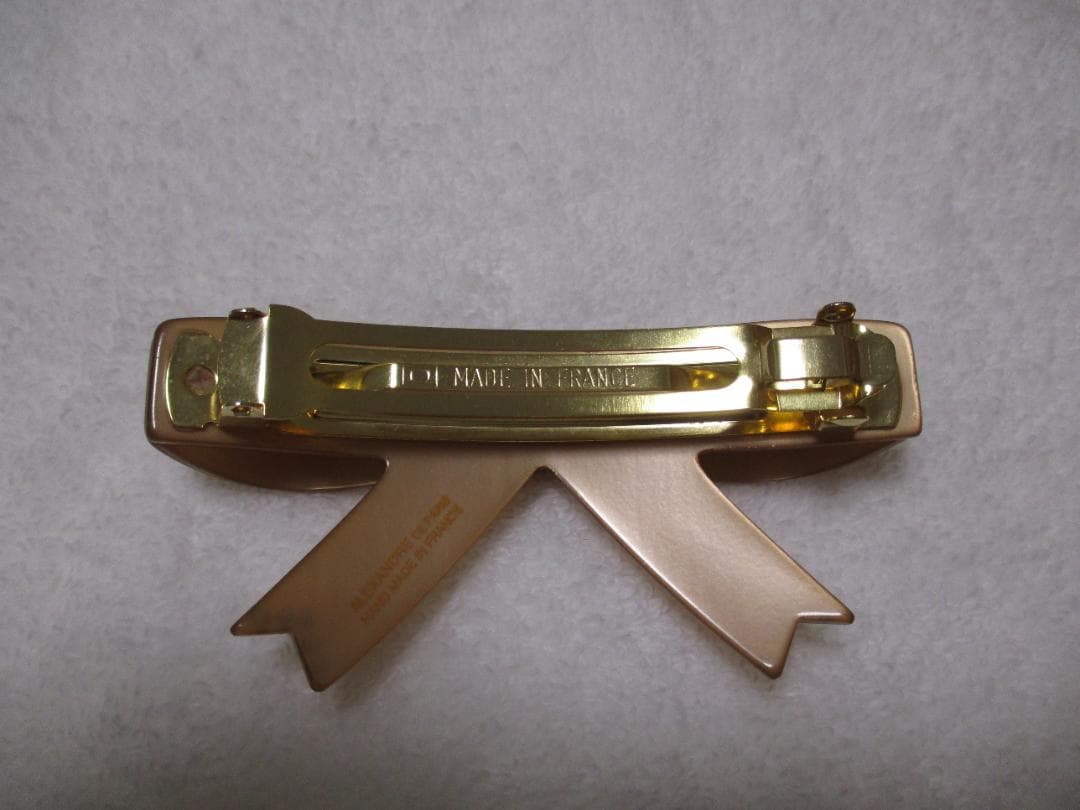 未使用自宅保管 アレクサンドルドゥパリ　リボンバレッタ　ベージュ　スワロフスキー