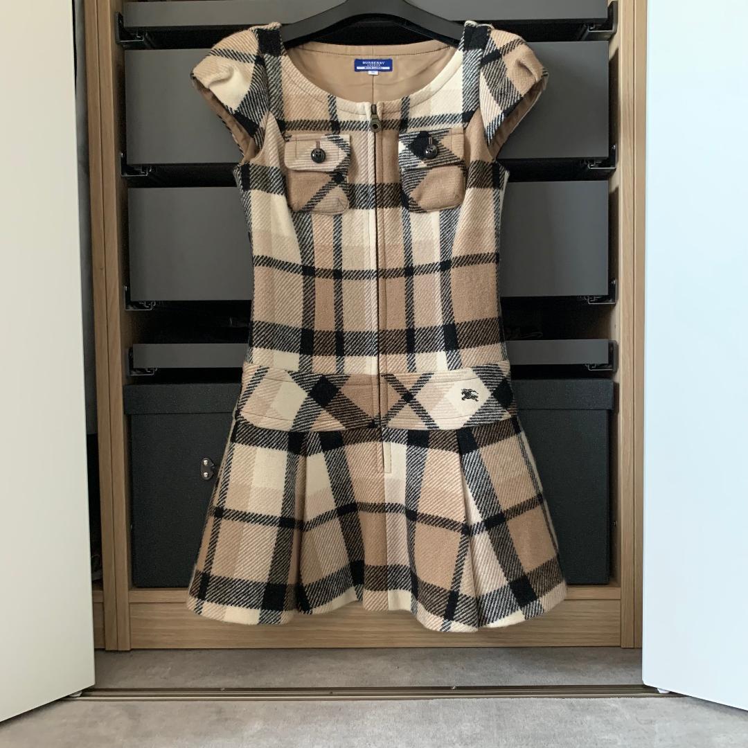 中古　バーバリーブルーレーベル　ワンピース　36サイズ　茶系　ベージュ　チェック