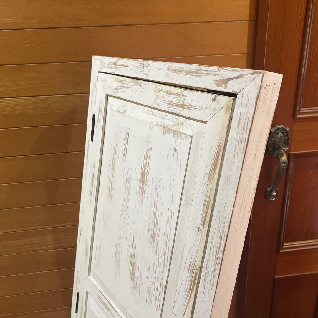 KIKUホワイト アンティーク風 スタンドミラー ドアミラー 木製 姿見