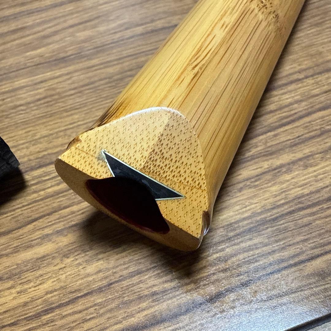 胡蝶宝 尺八 合竹 曲管 節あり 焼印あり 琴古流 1.8尺