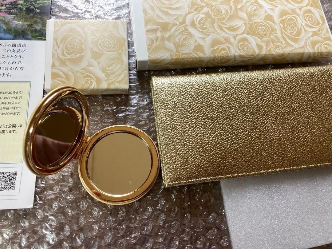皇居 長財布 コンパクトミラー　ゴールド 金2点セット新品