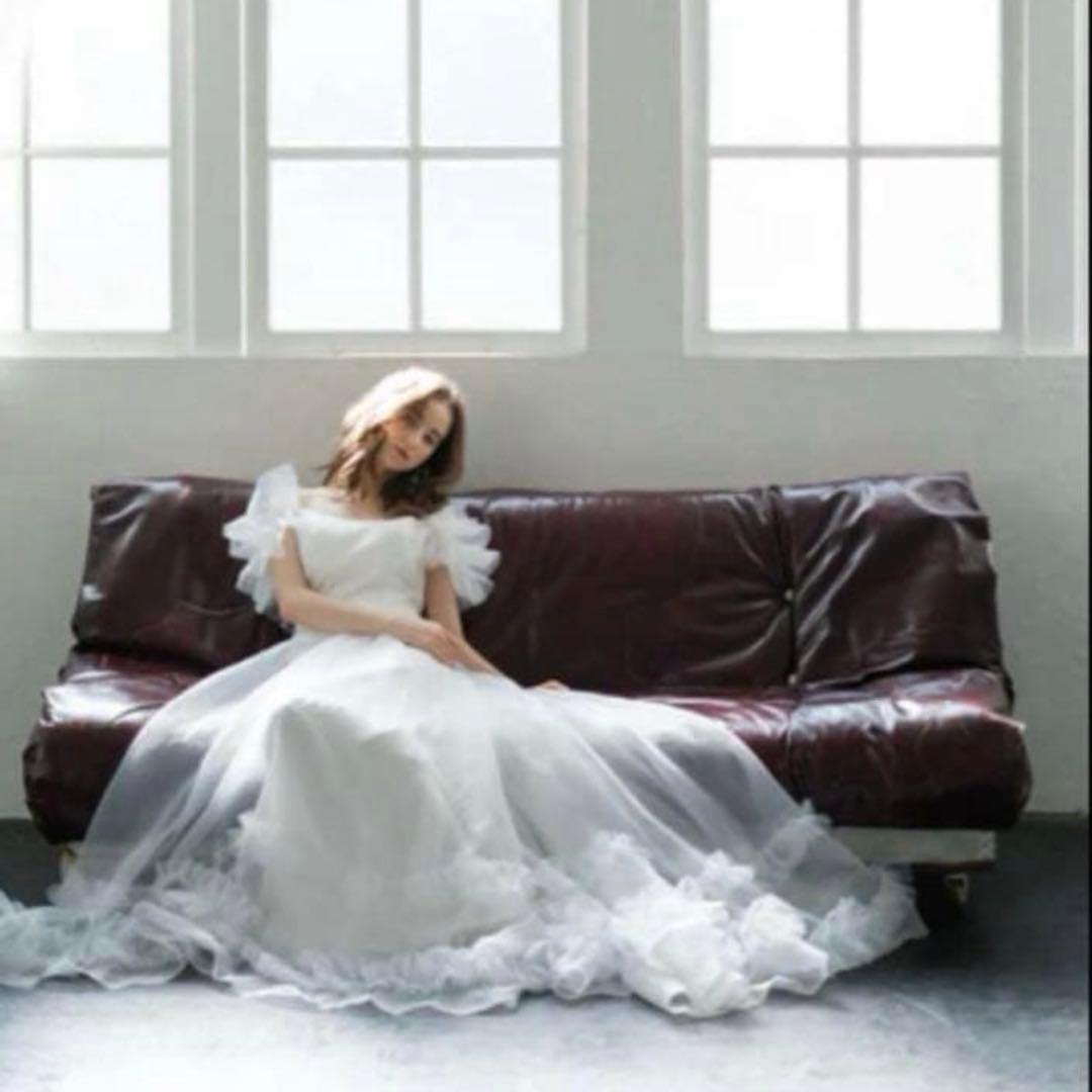 ドレスプロダクション　オフショルダー オーガンジー フリルドレス