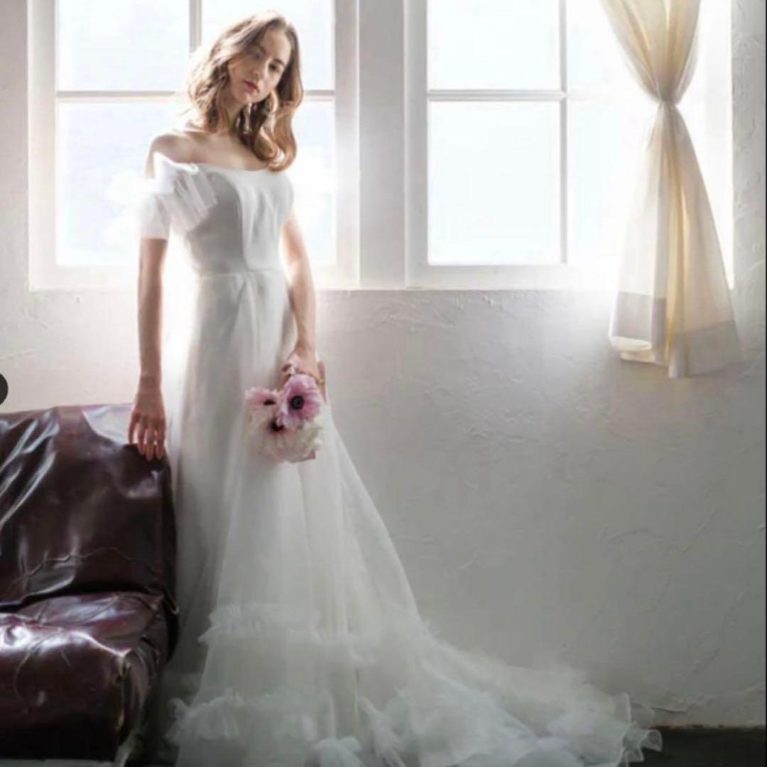 ドレスプロダクション　オフショルダー オーガンジー フリルドレス