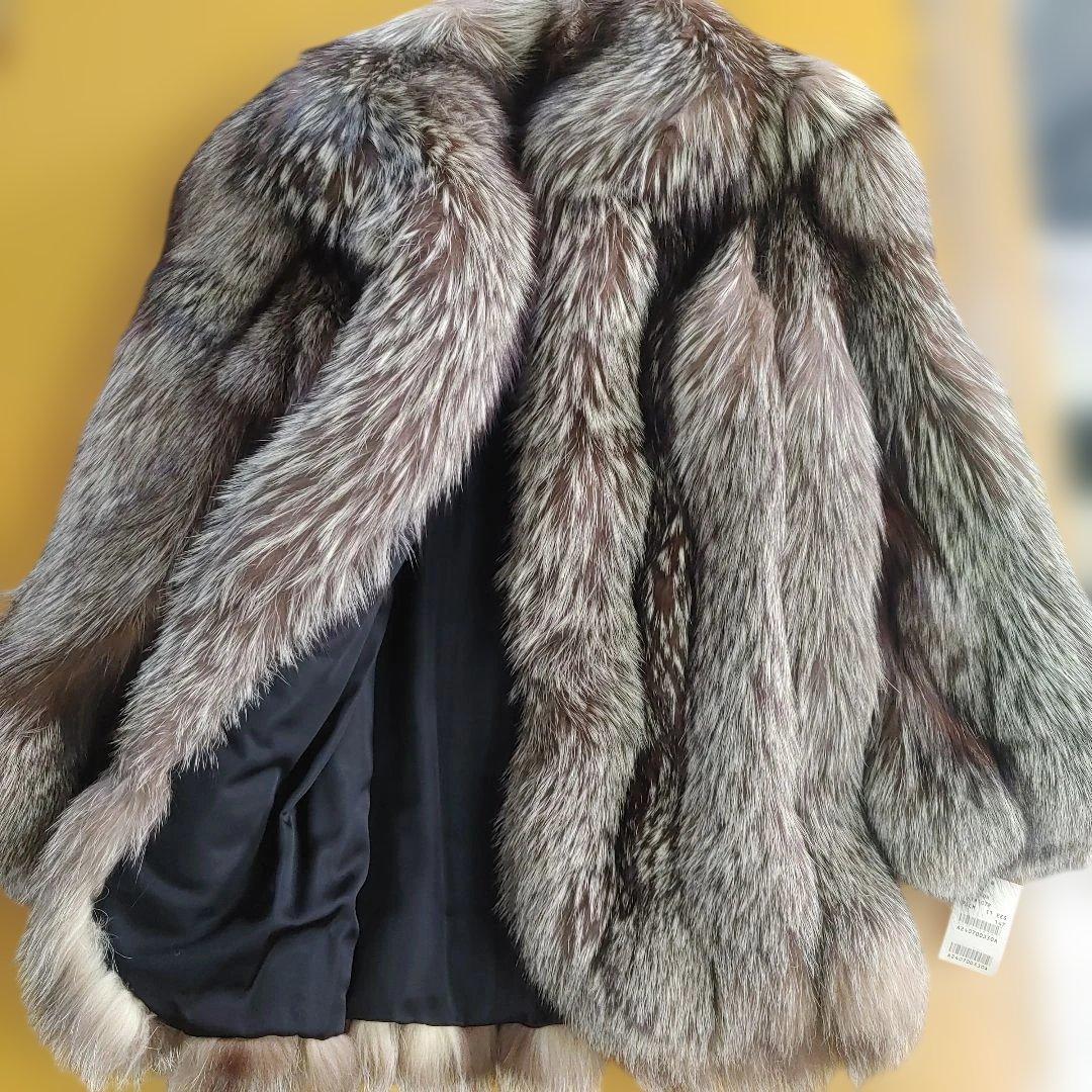 サ*コ様 グレー フォックスファーコート 　11号　早い者勝ち