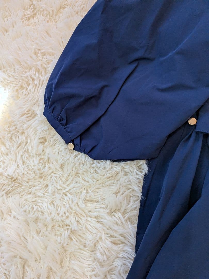 オアーノ　ネイビー 半袖 シャツワンピース Aライン レディース　薄手　RM