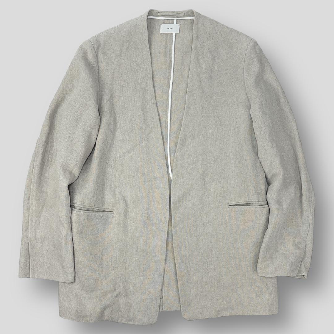 美品 ATON 23SS LINEN OXFORD ノーカラージャケット 02