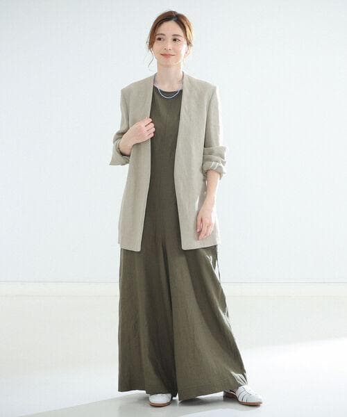 美品 ATON 23SS LINEN OXFORD ノーカラージャケット 02