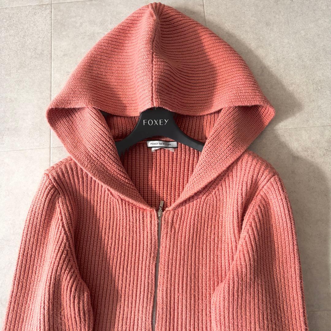 美品✨️7,8万 フォクシー スタイルパーカー 40 ピンク ペプラム プレート