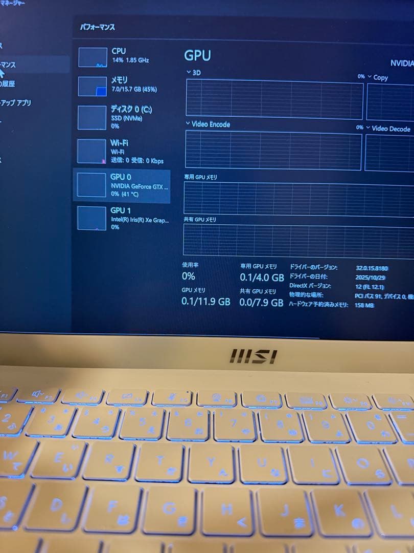 MSI ノートPC prestige14 A11SC クリエイター　ゲーミング