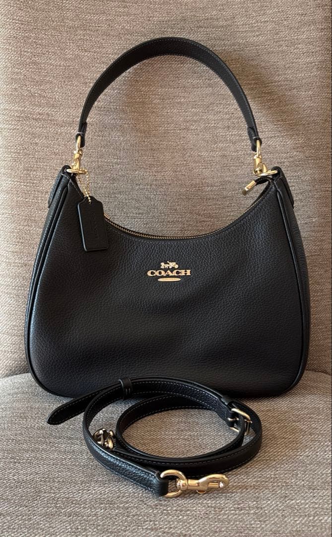 COACH テリ ホーボー ブラックレザー バッグ