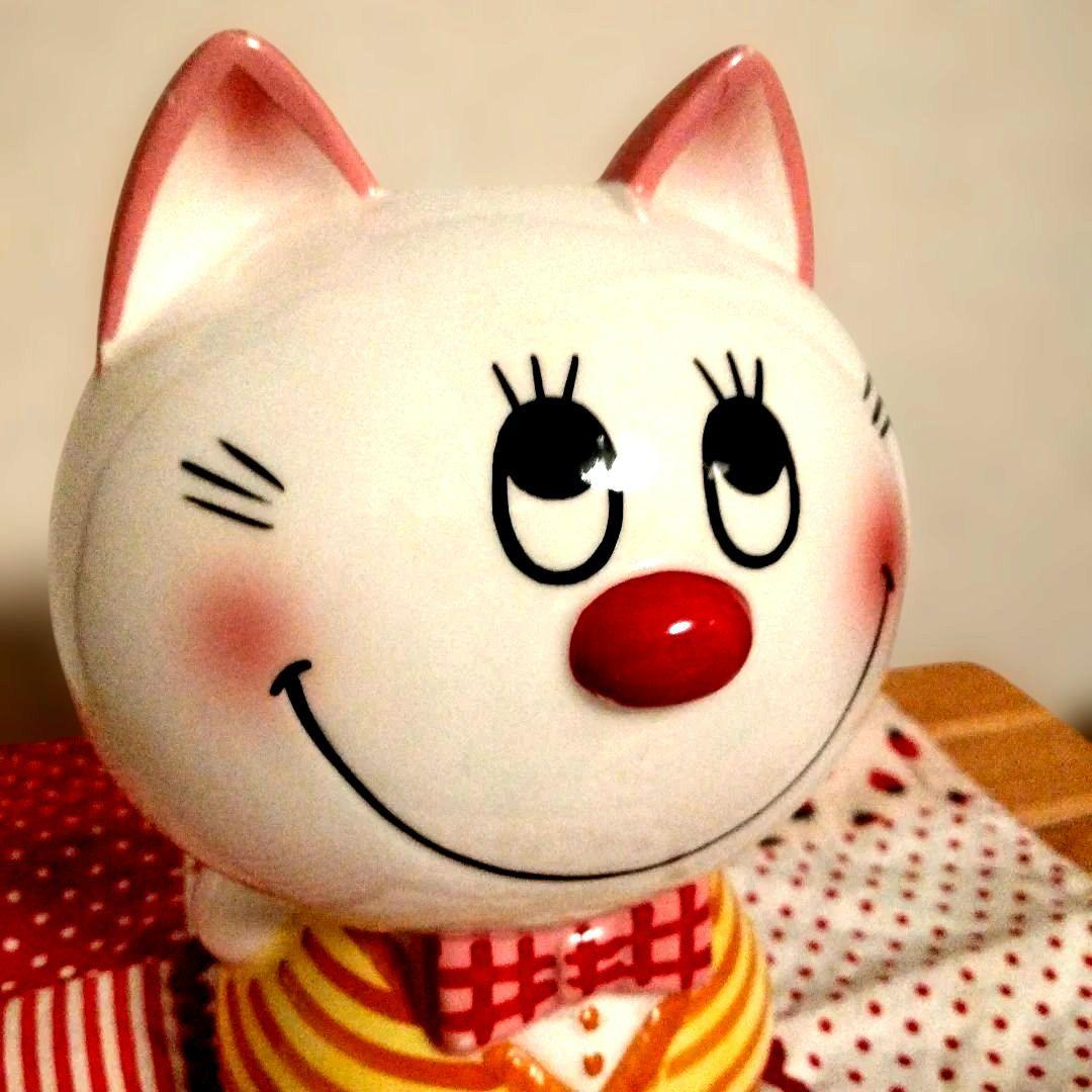 内藤ルネ　猫貯金箱　昭和レトロ