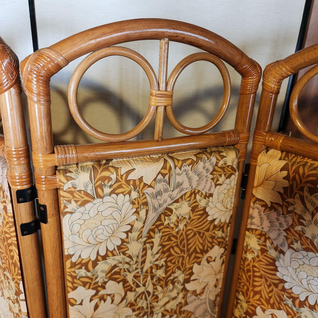 ★美品★パーテーション　ラタン　目隠し　籐　4枚　アジアンテイスト