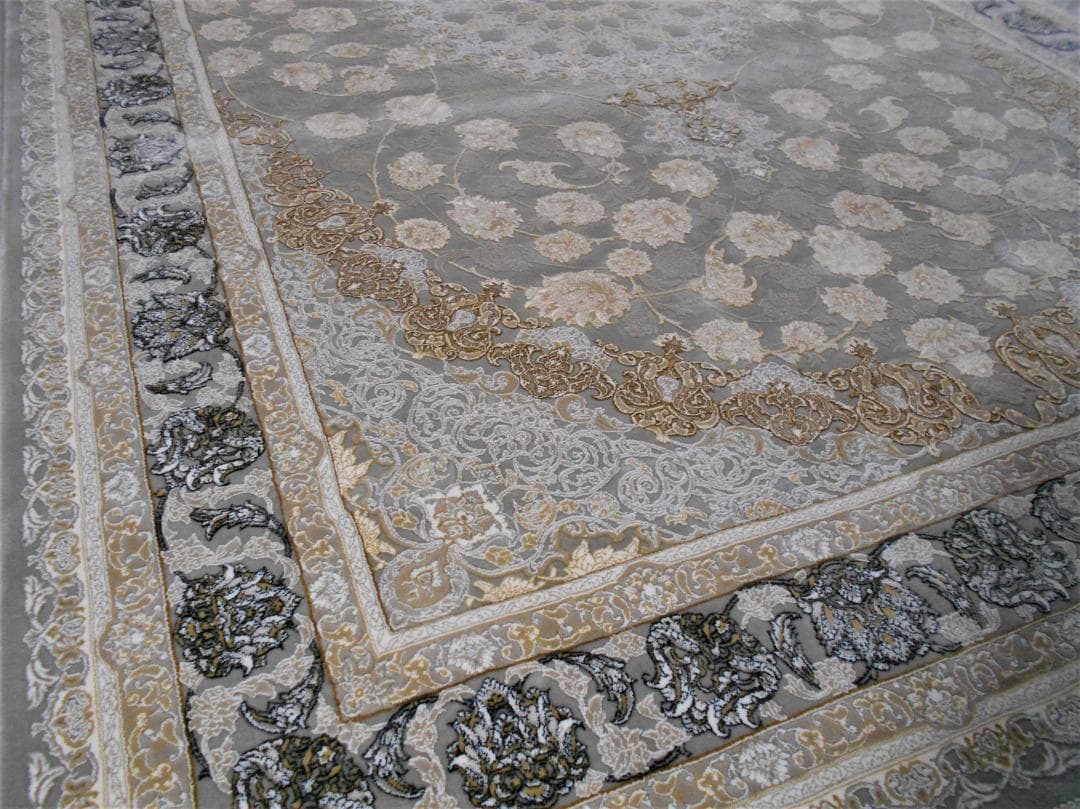 立体柄、144万ノット！本場イラン産 絨毯 ！150×225cm-202621