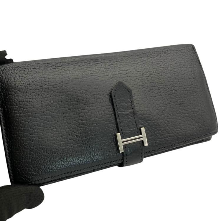 美品 HERMES エルメス ベアン スフレ 長財布 ▢L刻印 ブラック