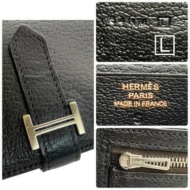 美品 HERMES エルメス ベアン スフレ 長財布 ▢L刻印 ブラック