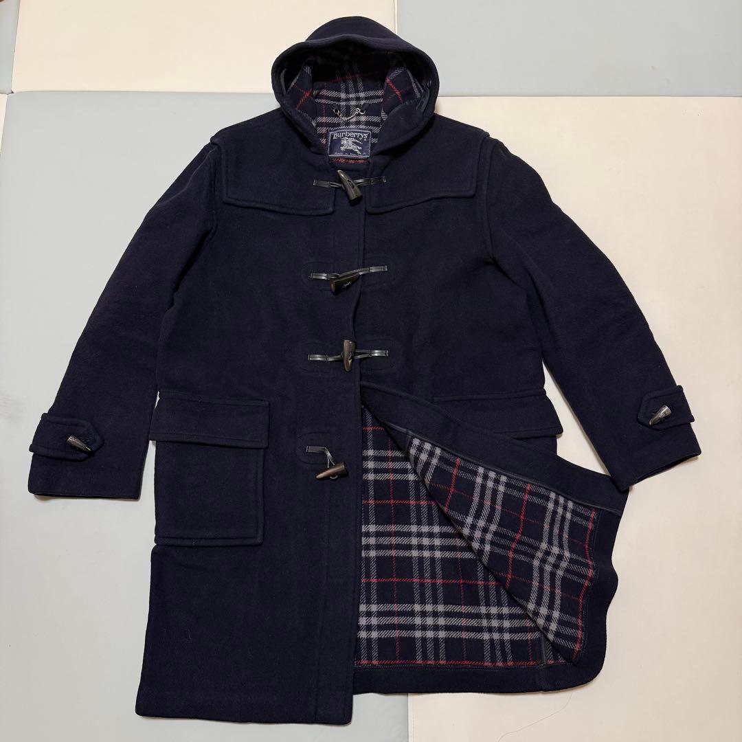 バーバリー ノバチェック ウール ロング ダッフルコート ネイビー 大きいサイズ