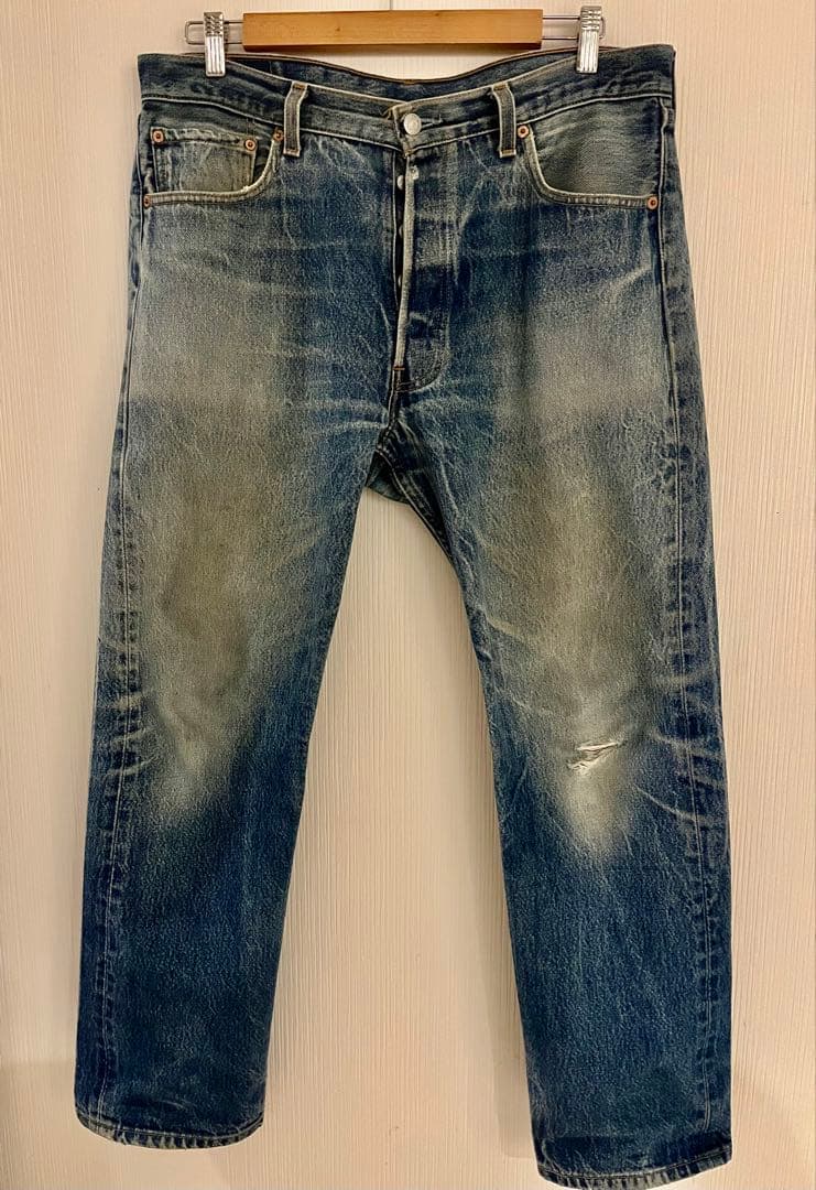 圧巻の色落ち Levi's 501xx US製　W35 L32 土砂降り 鬼ヒゲ
