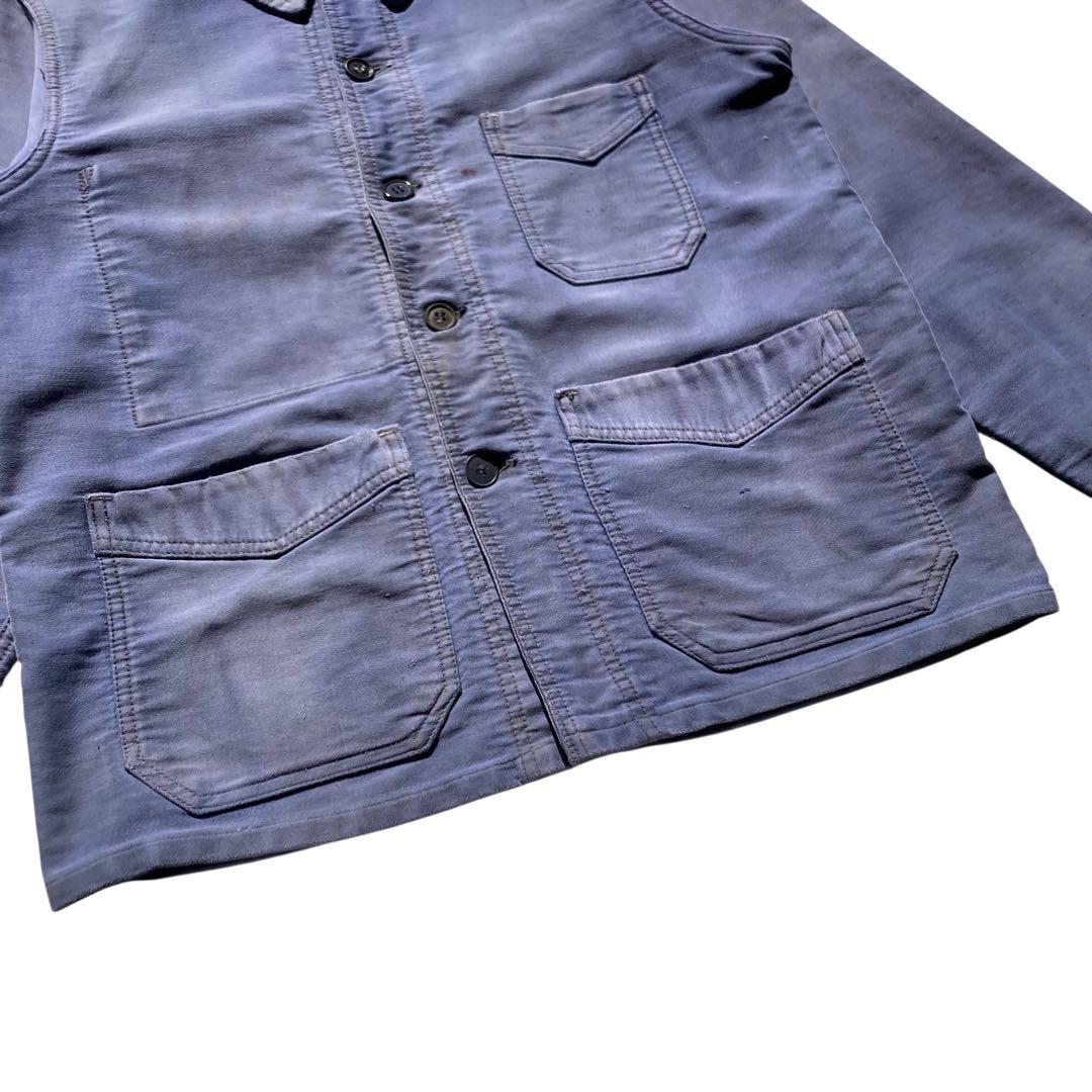 50s フレンチ ヴィンテージ Vポケ モールスキンジャケット ユーロ ボロ古着