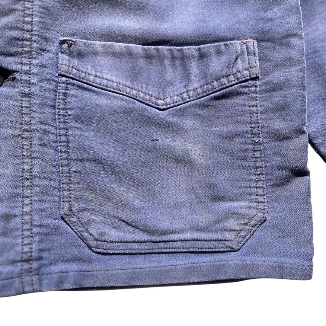 50s フレンチ ヴィンテージ Vポケ モールスキンジャケット ユーロ ボロ古着