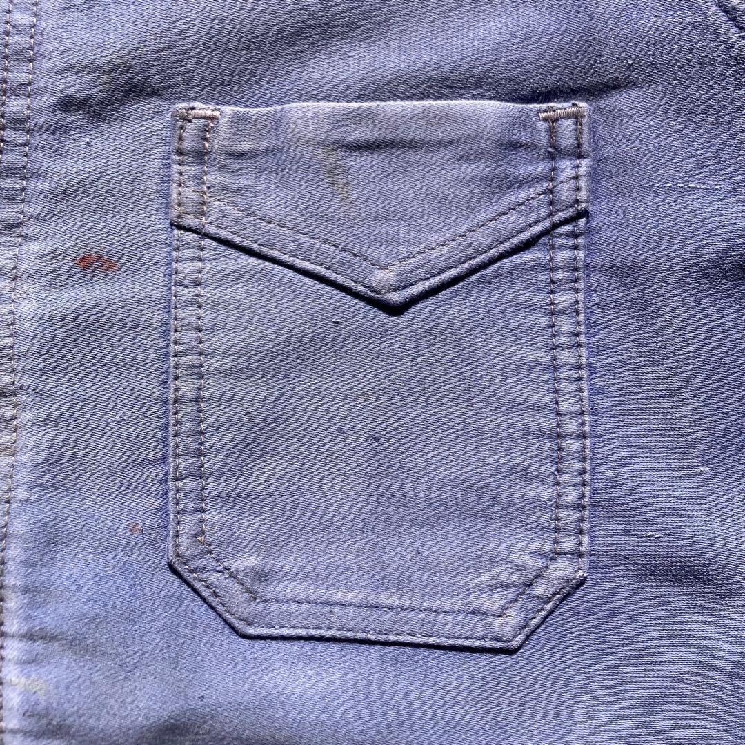 50s フレンチ ヴィンテージ Vポケ モールスキンジャケット ユーロ ボロ古着