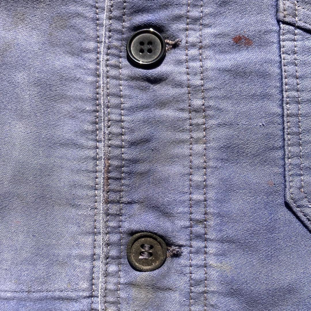 50s フレンチ ヴィンテージ Vポケ モールスキンジャケット ユーロ ボロ古着