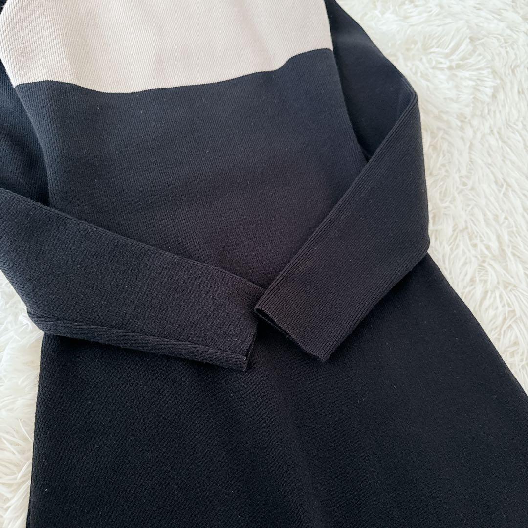 新品級✨ダーリッチ バイカラーデザインニットロングワンピース ロゴ