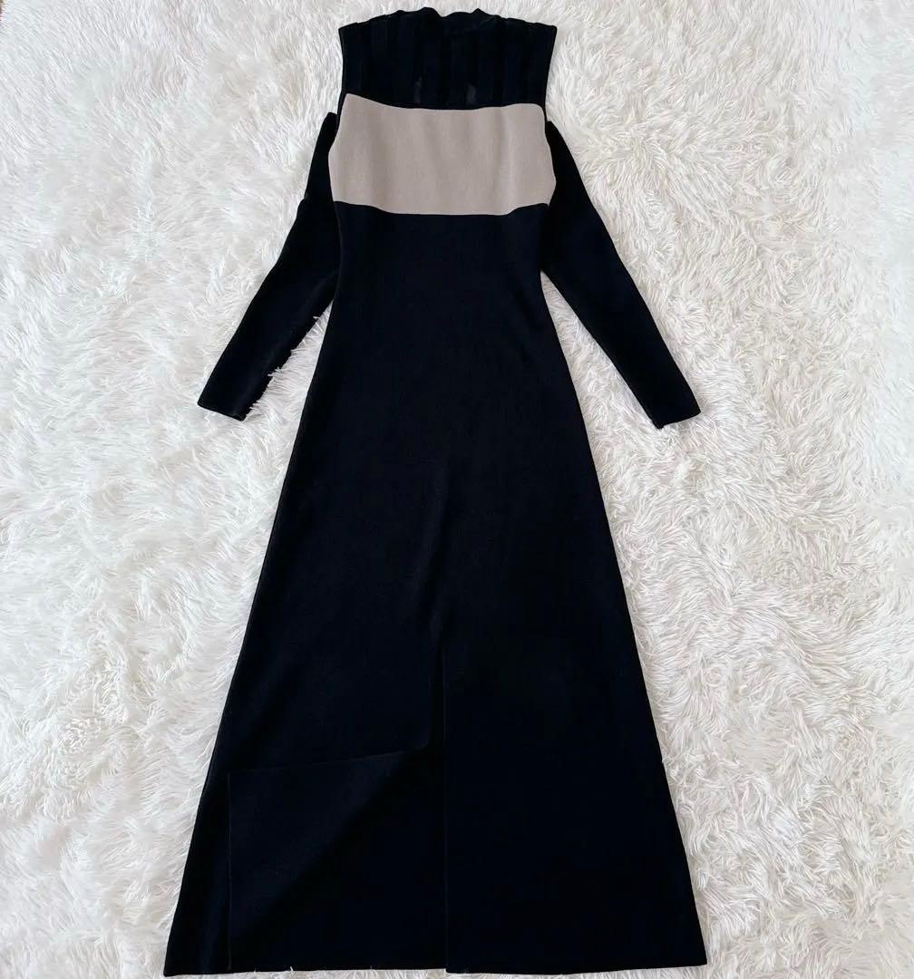 新品級✨ダーリッチ バイカラーデザインニットロングワンピース ロゴ