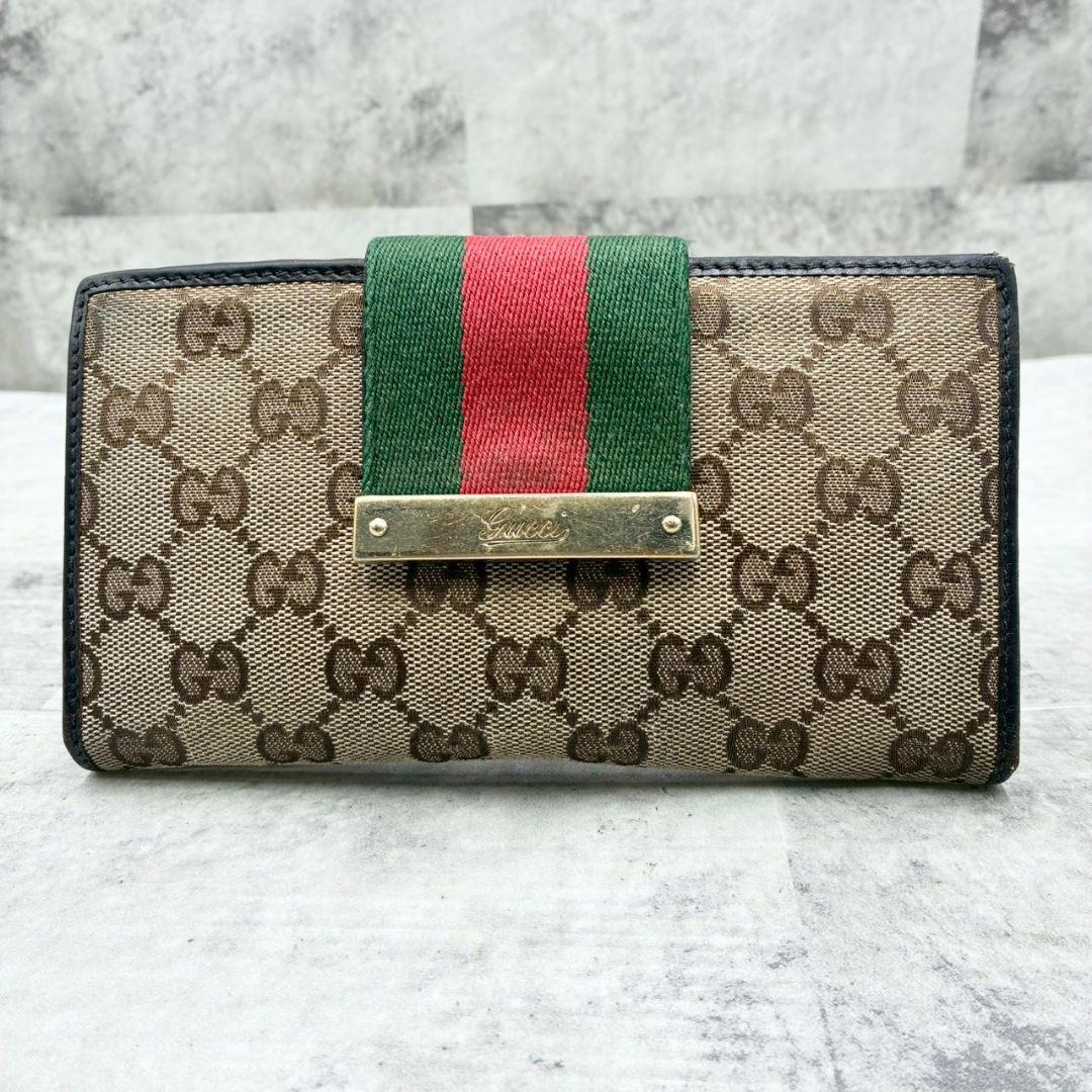 GUCCI グッチ 長財布 シェリーライン GGキャンバス GG柄 ベージュ 茶