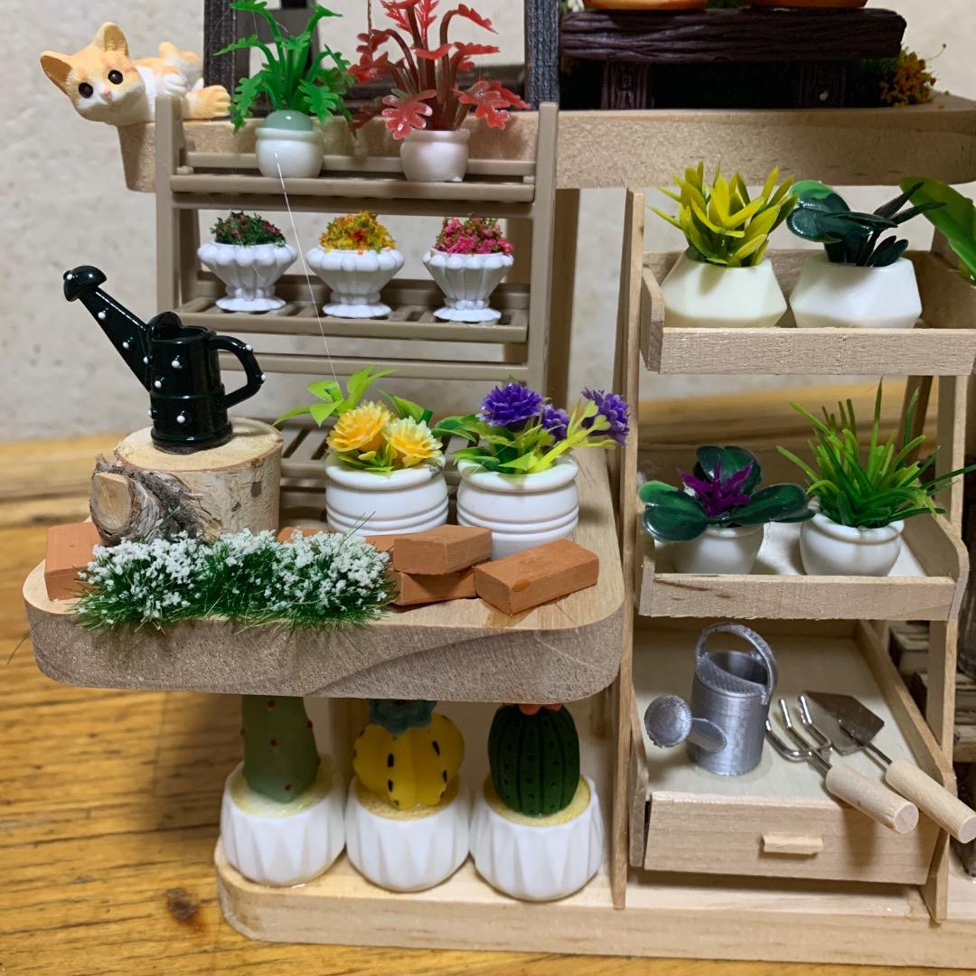 ミニチュア猫島アイランドフェイクガーデン、ハンドメイド、1点物、多肉植物サボテン