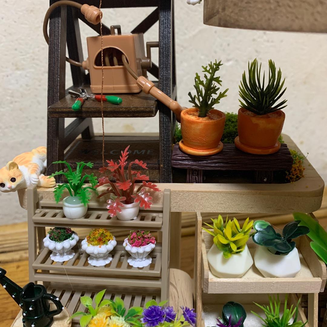 ミニチュア猫島アイランドフェイクガーデン、ハンドメイド、1点物、多肉植物サボテン