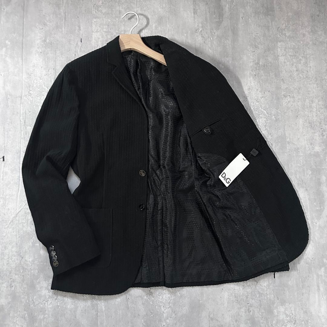 C75 新品 D&G 00s コーデュロイ テーラードジャケット 黒 52
