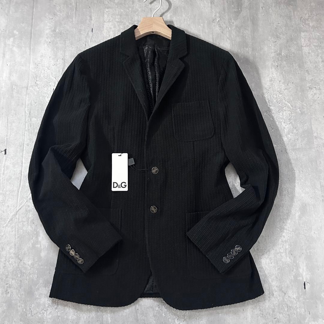 C75 新品 D&G 00s コーデュロイ テーラードジャケット 黒 52