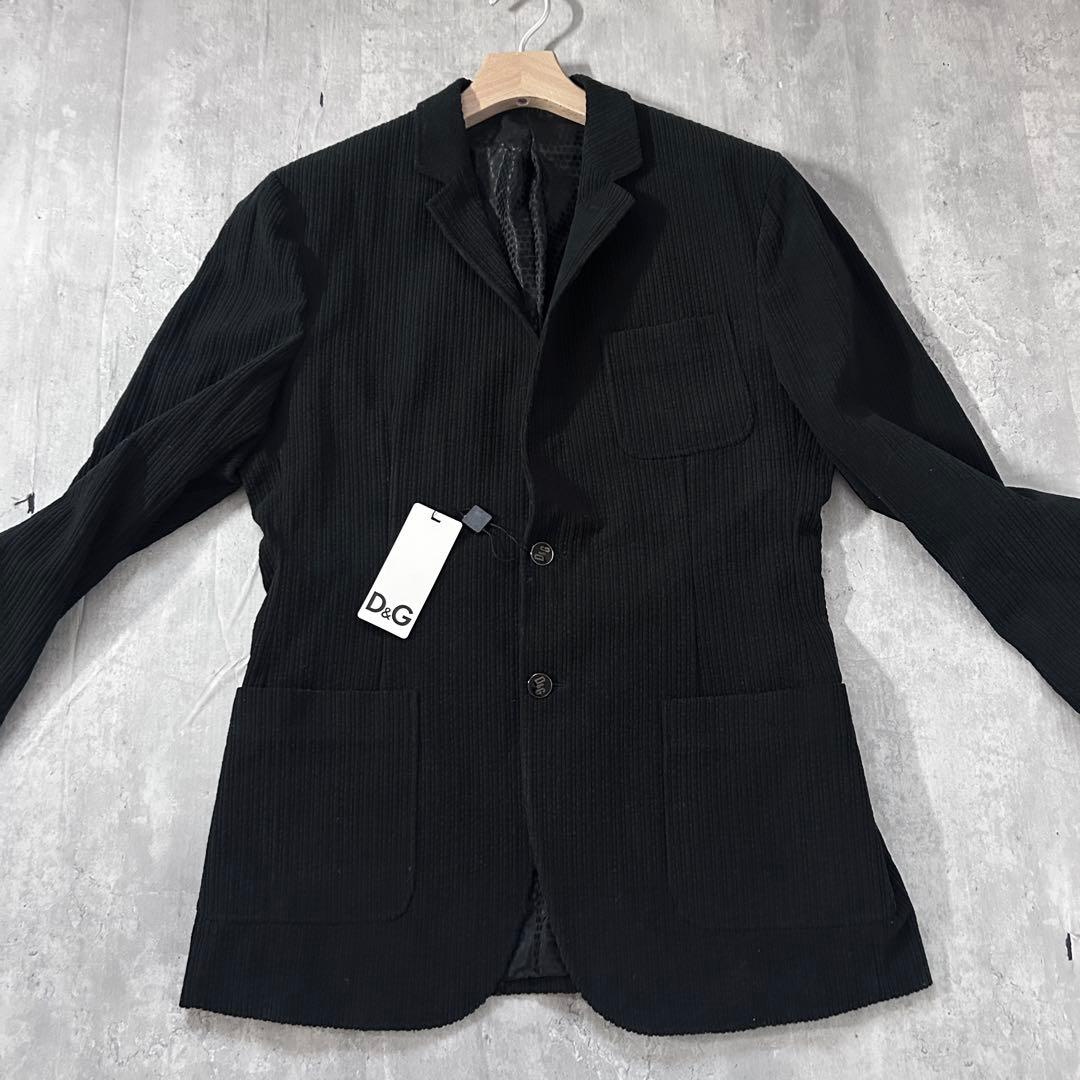 C75 新品 D&G 00s コーデュロイ テーラードジャケット 黒 52