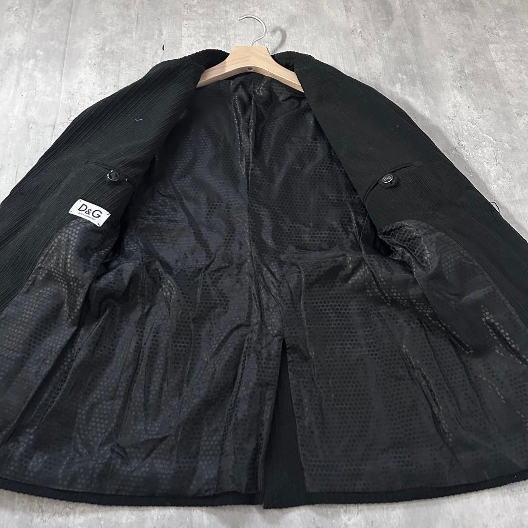 C75 新品 D&G 00s コーデュロイ テーラードジャケット 黒 52
