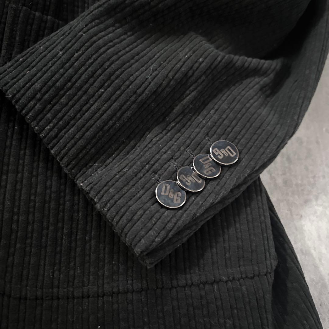 C75 新品 D&G 00s コーデュロイ テーラードジャケット 黒 52
