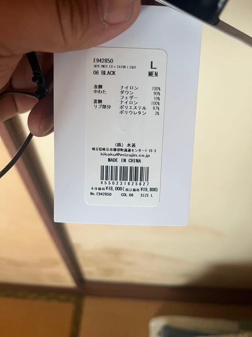 TAION×Eddie Bauer スカイライナーダウン ライト ブラック L